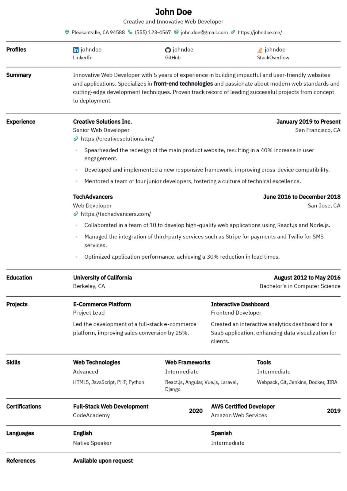 Resume Minimal